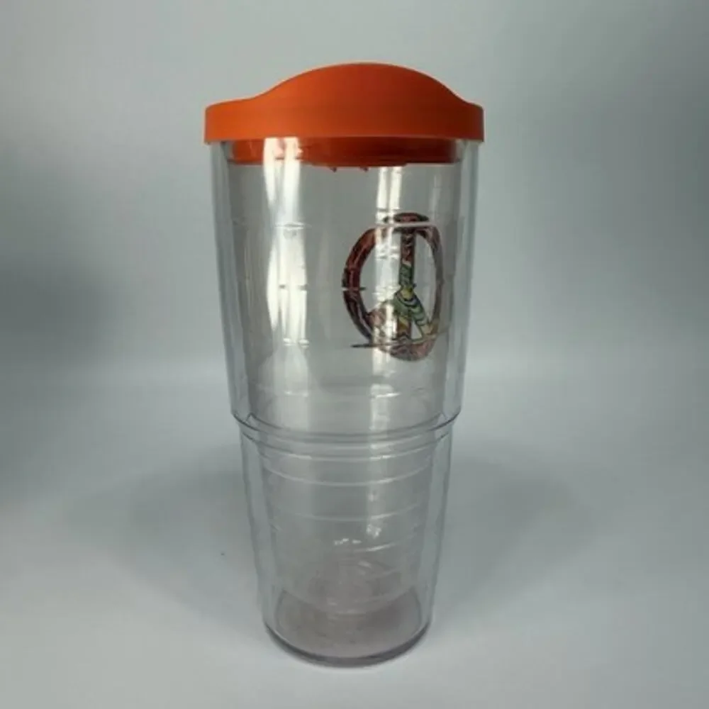 Tervis Tumbler 24oz Peace Sign Rainbow Patch Double Wall Clear Insulated Cup